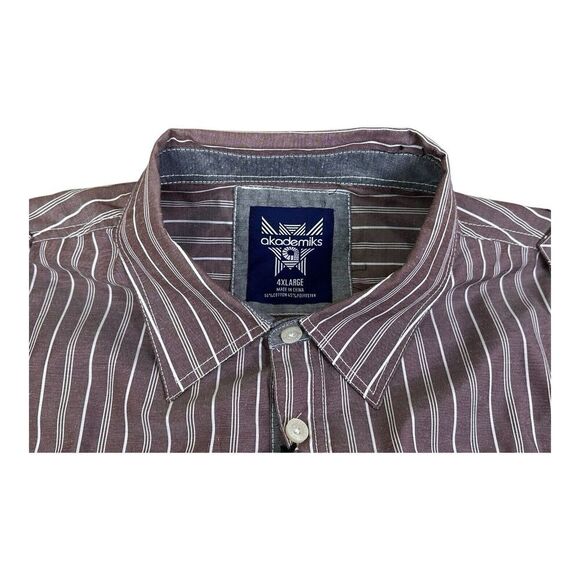 Men's Akademiks Burgundy Striped Long Sleeve Button Down Shirt 4XL NEW WITH TAGS - Picture 16 of 16